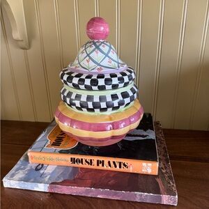 SOLD- Mackenzie Childs vintage lidded canister